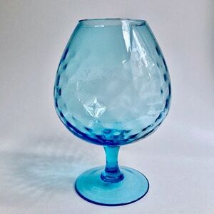 1960s Empoli Optic Aqua Art Glass Snifter Vase